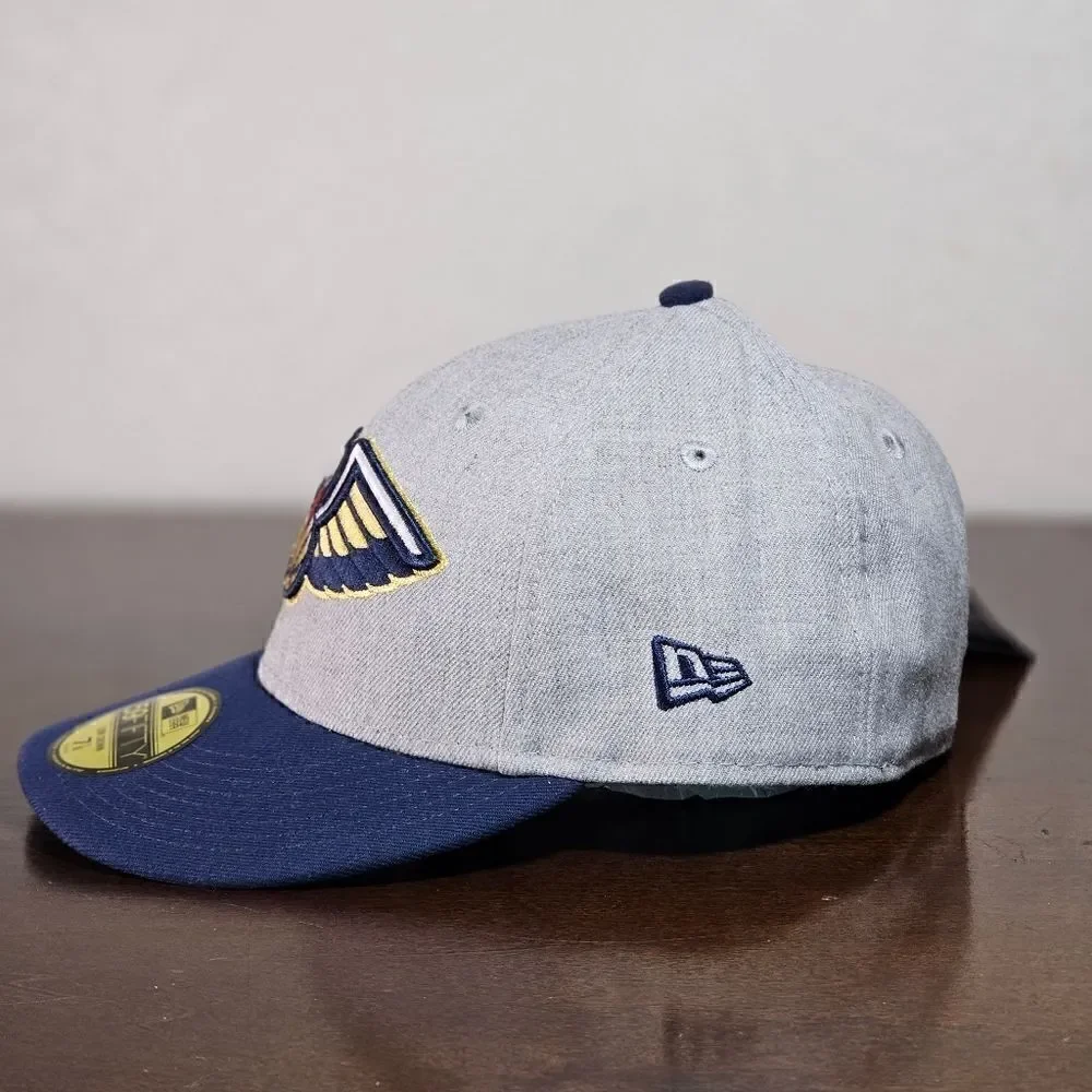 New Era New Orleans Pelicans Hat Low Crown Hat Grey Blue Fitted 7 1/8 NBA Cap